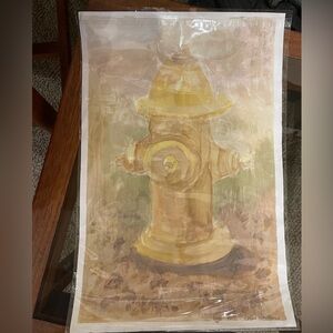 Artist painted yellow fire hydrant
